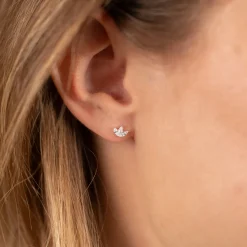 DAHLIA CRYSTAL SILVER EARRING