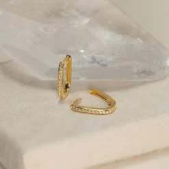 DANIA CRYSTAL GOLDEN HUGGIE EARRING