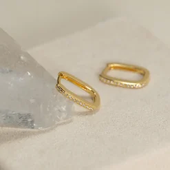 DANIA CRYSTAL GOLDEN HUGGIE EARRING