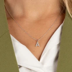 DIAMOND LETTER PENDANT - 0.1ct - WG