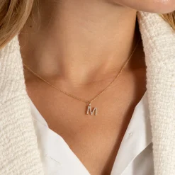 DIAMOND LETTER PENDANT - 0.1ct - YG