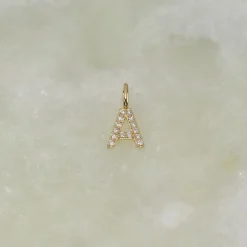 DIAMOND LETTER PENDANT - 0.1ct - YG