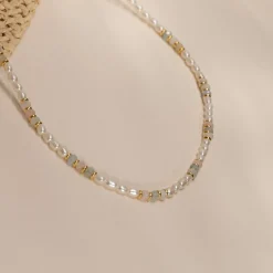 DORA MORGANITE PEARL GOLDEN NECKLACE