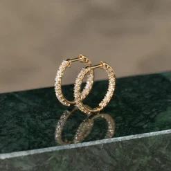 DOUBLE SET DIAMOND CREOL EARRING - 1.0ct - YG
