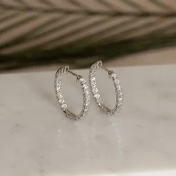 DOUBLE SET DIAMOND CREOL EARRING - 1.0ct - WG