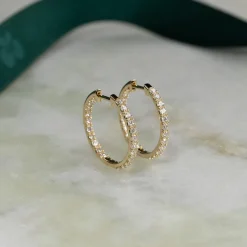 DOUBLE SET DIAMOND CREOL EARRING - 1.25ct - YG
