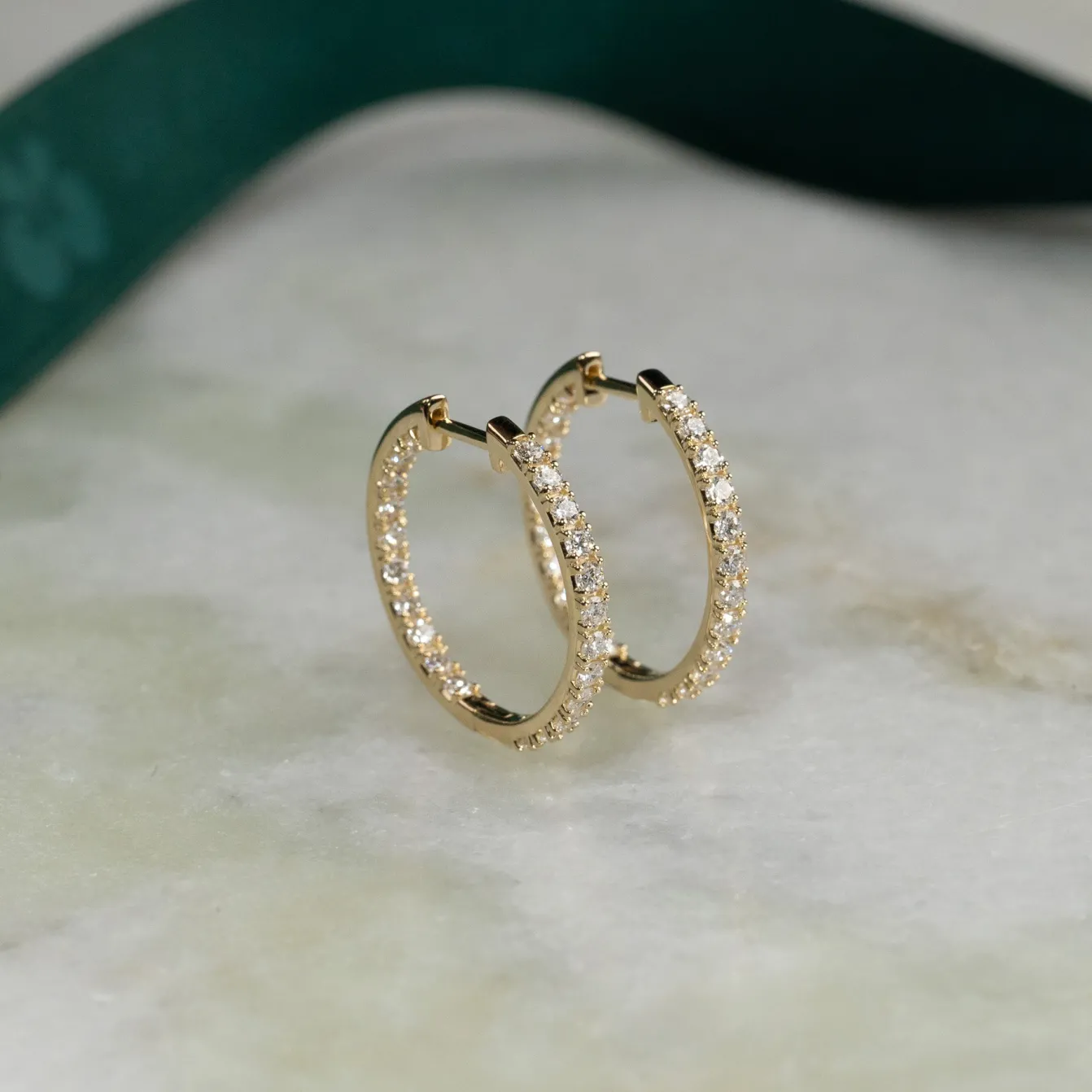 DOUBLE SET DIAMOND CREOL EARRING - 1.25ct - YG