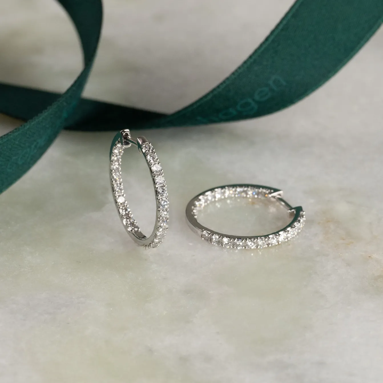 DOUBLE SET DIAMOND CREOL EARRING - 1.25ct - WG