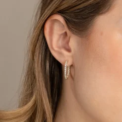 DOUBLE SET DIAMOND CREOL EARRING - 1.25ct - YG