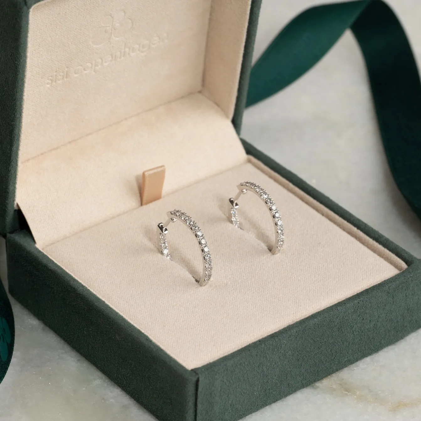 DOUBLE SET DIAMOND CREOL EARRING - 1.25ct - WG