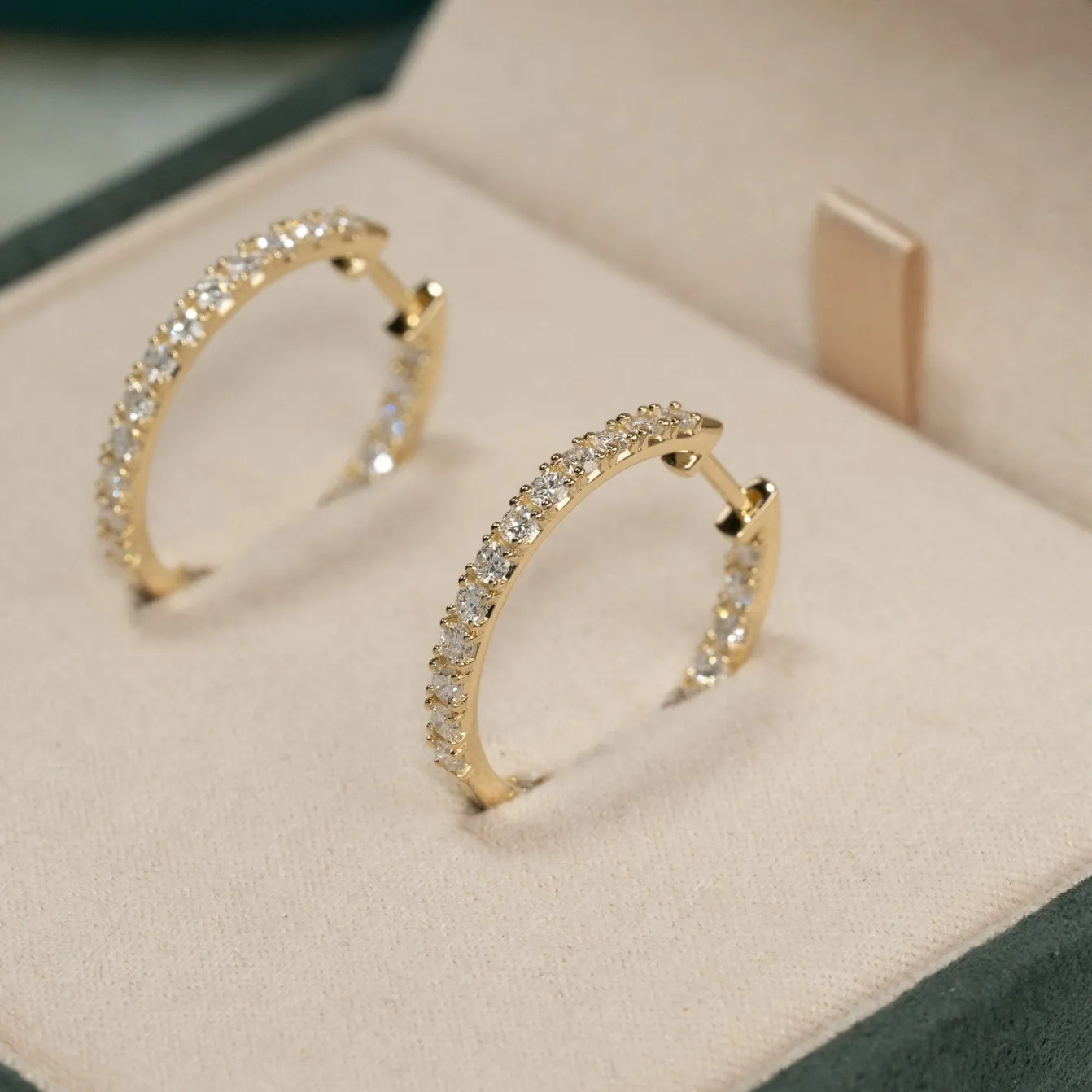 DOUBLE SET DIAMOND CREOL EARRING - 1.25ct - YG