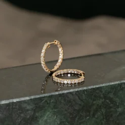 DOUBLE SET DIAMOND CREOL EARRING - 1.0ct - YG