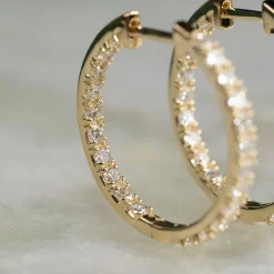 DOUBLE SET DIAMOND CREOL EARRING - 1.25ct - YG