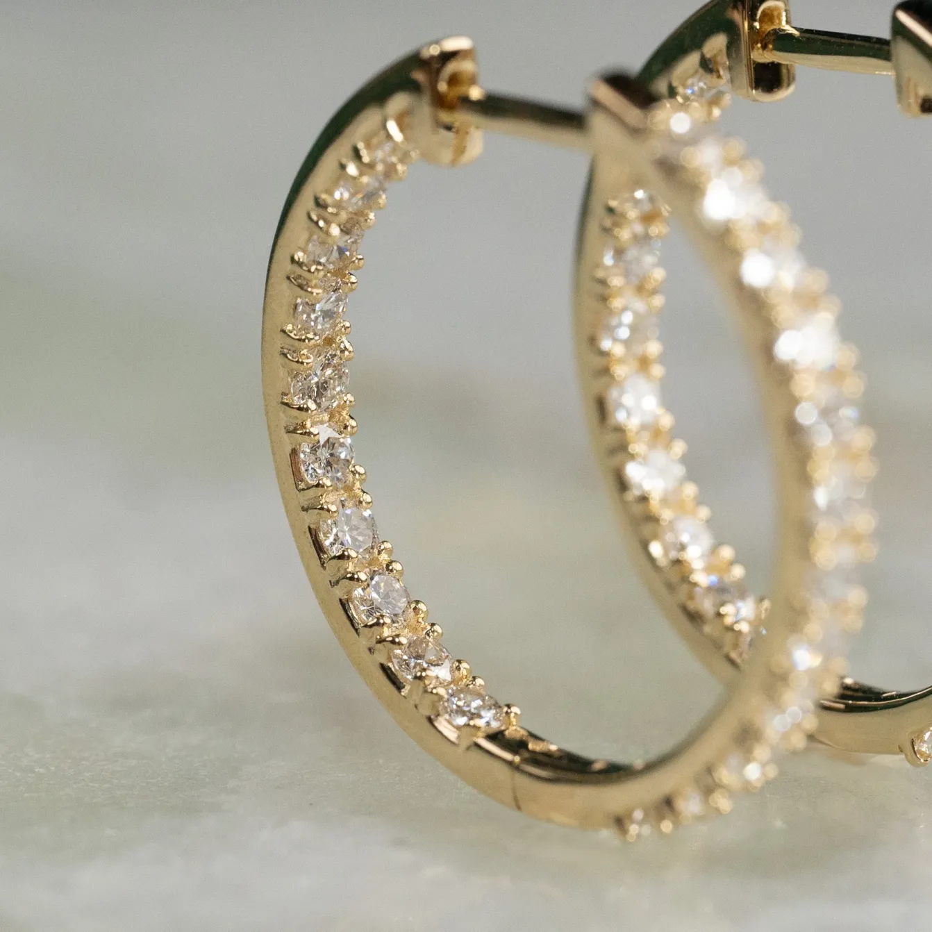 DOUBLE SET DIAMOND CREOL EARRING - 1.25ct - YG