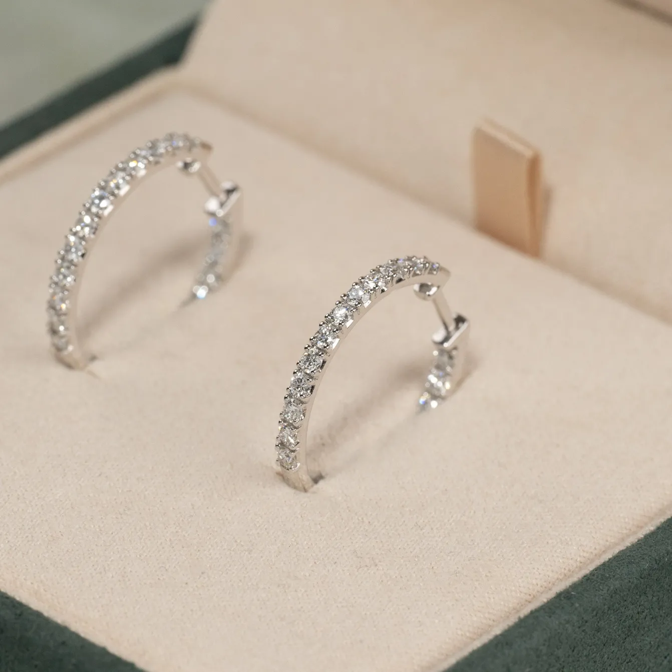 DOUBLE SET DIAMOND CREOL EARRING - 1.25ct - WG