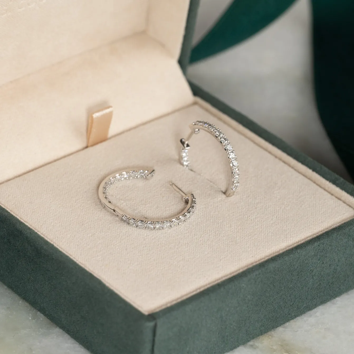 DOUBLE SET DIAMOND CREOL EARRING - 1.25ct - WG