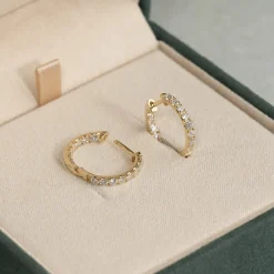 DOUBLE SET DIAMOND CREOL EARRING - 0.8ct - YG