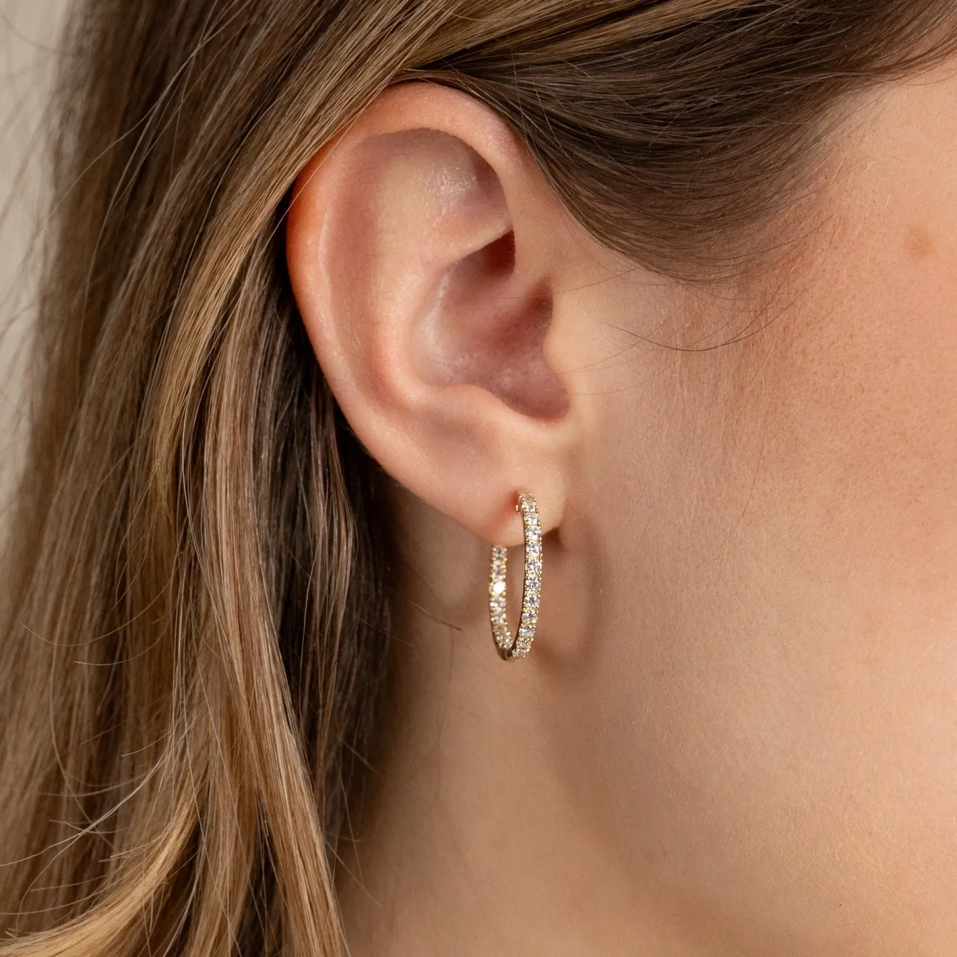 DOUBLE SET DIAMOND CREOL EARRING - 1.25ct - YG