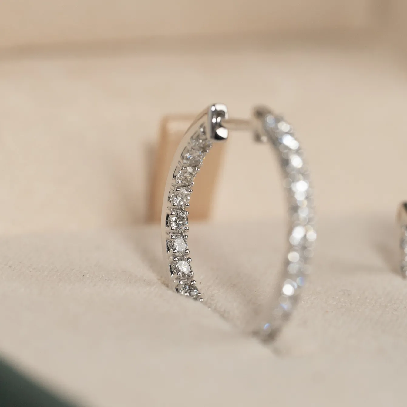 DOUBLE SET DIAMOND CREOL EARRING - 1.25ct - WG