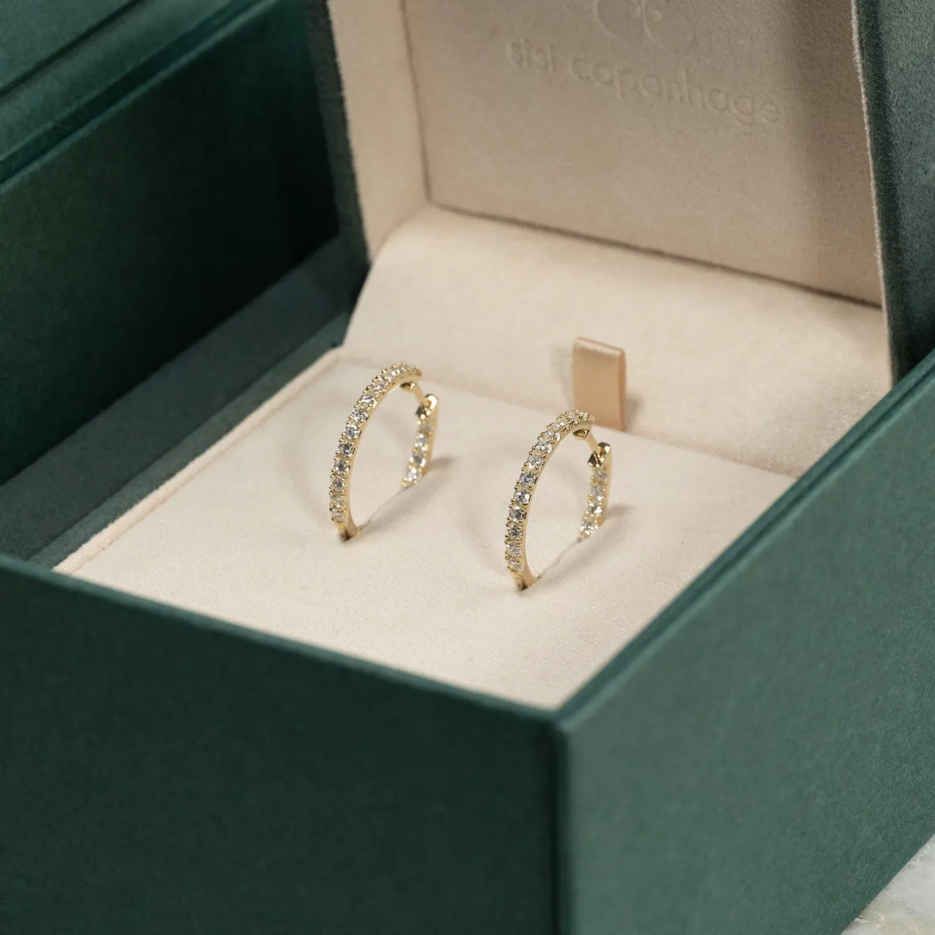 DOUBLE SET DIAMOND CREOL EARRING - 1.25ct - YG