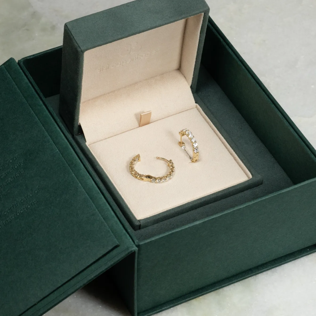 DOUBLE SET SHARED PRONG DIAMOND CREOL EARRING - 2.8ct - YG