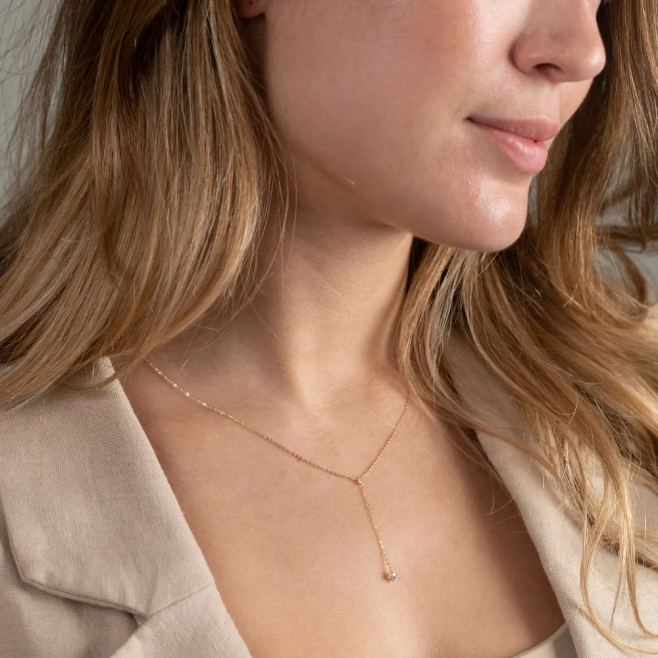 ELENORA CRYSTAL SOLID GOLD NECKLACE - Sisi Copenhagen
