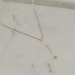 ELENORA CRYSTAL SOLID GOLD NECKLACE - Sisi Copenhagen