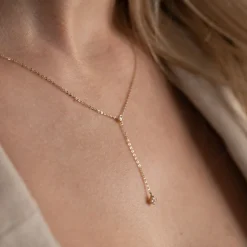 ELENORA CRYSTAL SOLID GOLD NECKLACE - Sisi Copenhagen
