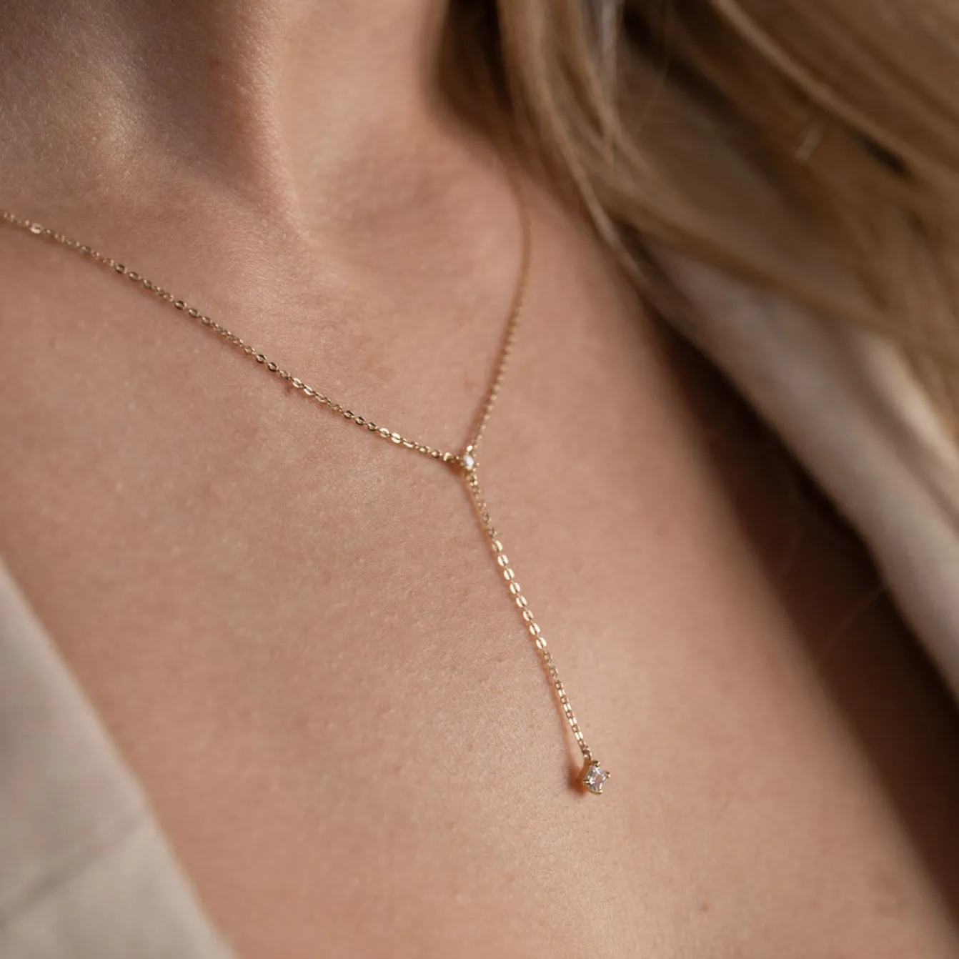 ELENORA CRYSTAL SOLID GOLD NECKLACE - Sisi Copenhagen