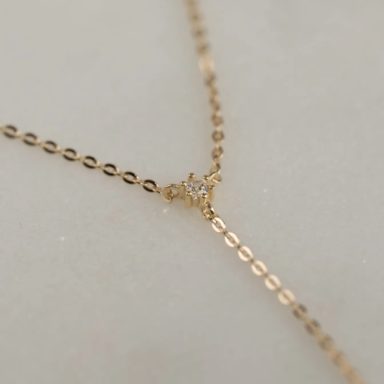 ELENORA CRYSTAL SOLID GOLD NECKLACE - Sisi Copenhagen