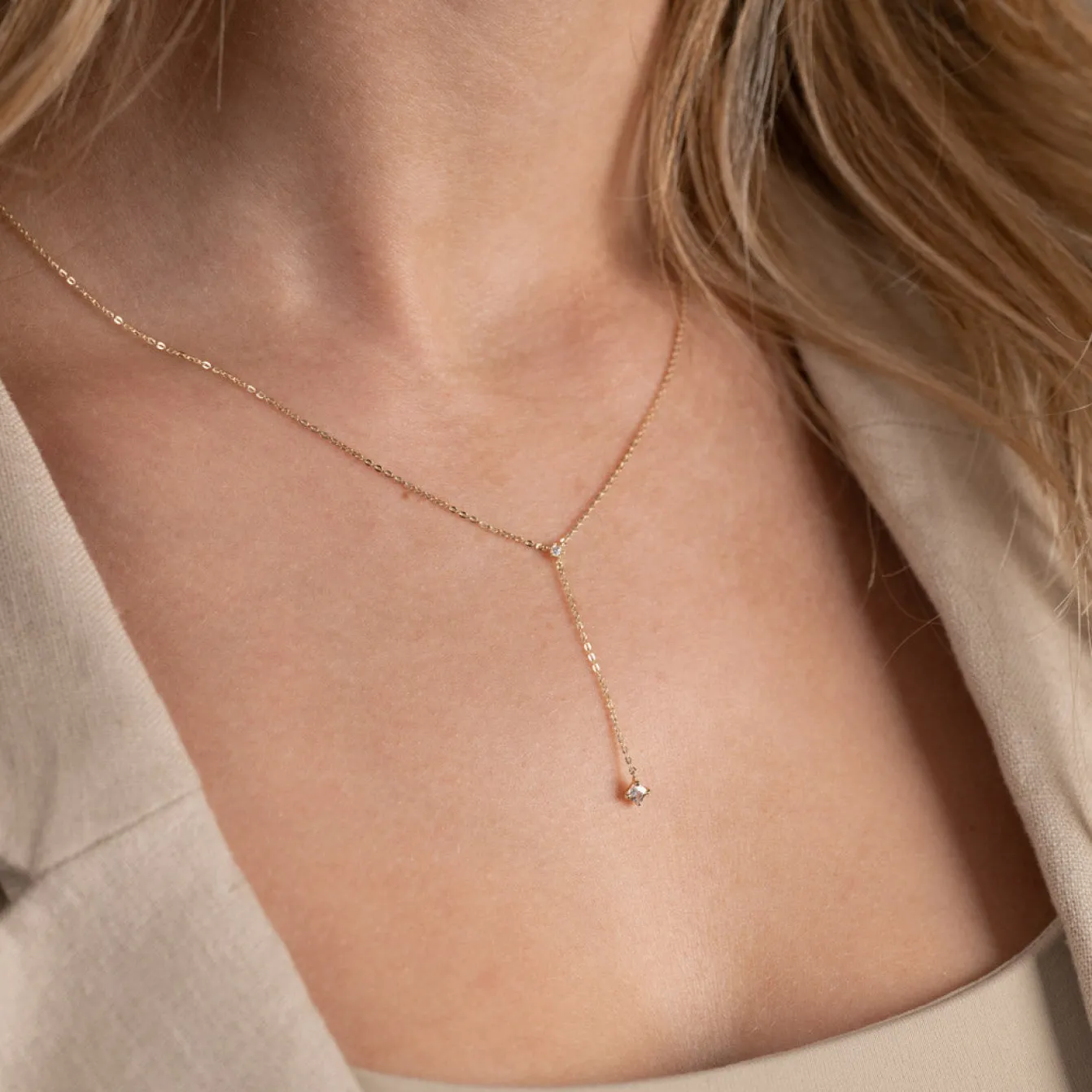 ELENORA CRYSTAL SOLID GOLD NECKLACE - Sisi Copenhagen