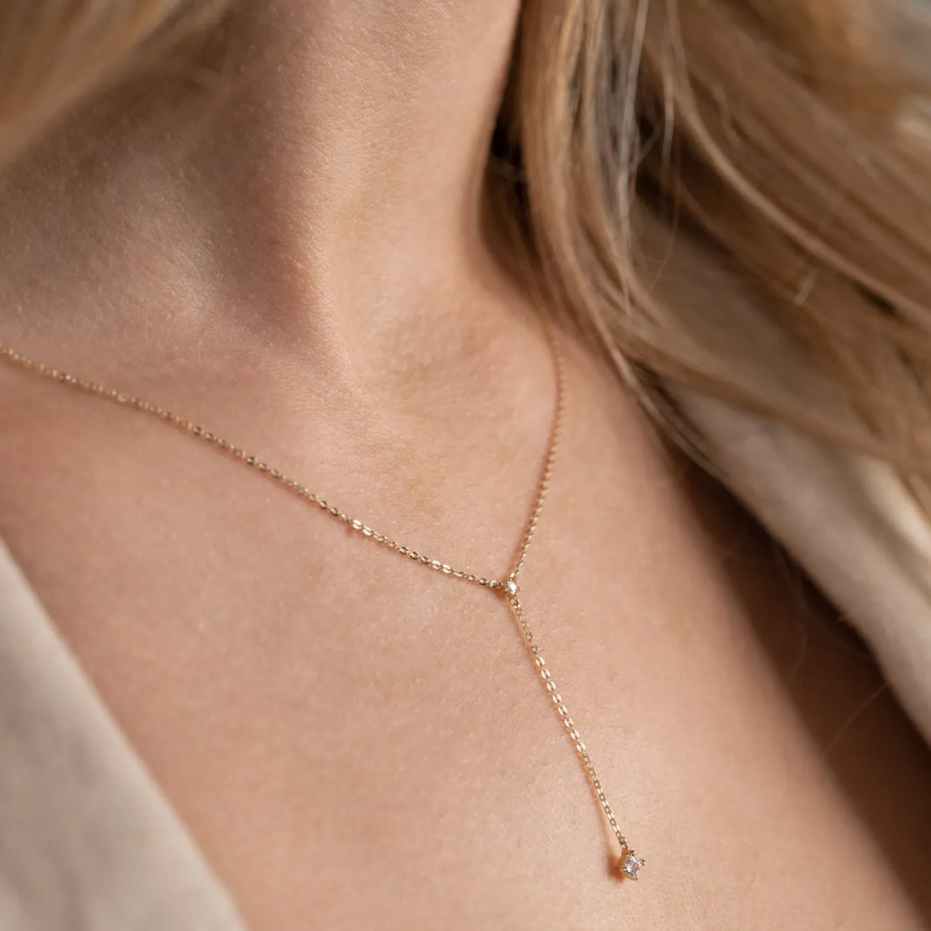 ELENORA CRYSTAL SOLID GOLD NECKLACE - Sisi Copenhagen