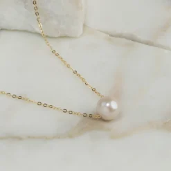 ELIZA PEARL SOLID GOLD NECKLACE
