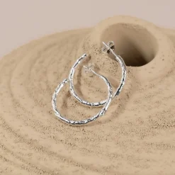ELMA LARGE SILVER CREOL EARRING
