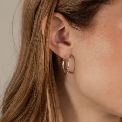 ELMA LARGE SILVER CREOL EARRING