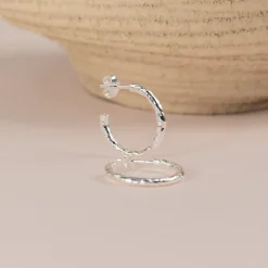 ELMA MEDIUM SILVER CREOL EARRING