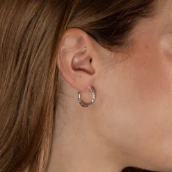 ELMA MEDIUM SILVER CREOL EARRING