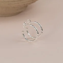 ELMA MEDIUM SILVER CREOL EARRING