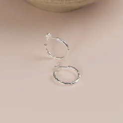 ELMA MEDIUM SILVER CREOL EARRING