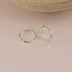 ELMA MEDIUM SILVER CREOL EARRING