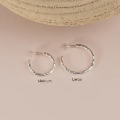 ELMA MEDIUM SILVER CREOL EARRING