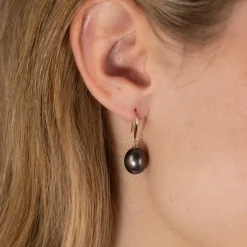 ELSIE BLACK PEARL SOLID GOLD EARRING