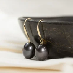 ELSIE BLACK PEARL SOLID GOLD EARRING