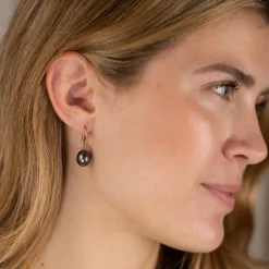 ELSIE BLACK PEARL SOLID GOLD EARRING