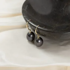 ELSIE BLACK PEARL SOLID GOLD EARRING