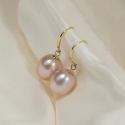 ELSIE PINK PEARL SOLID GOLD EARRING