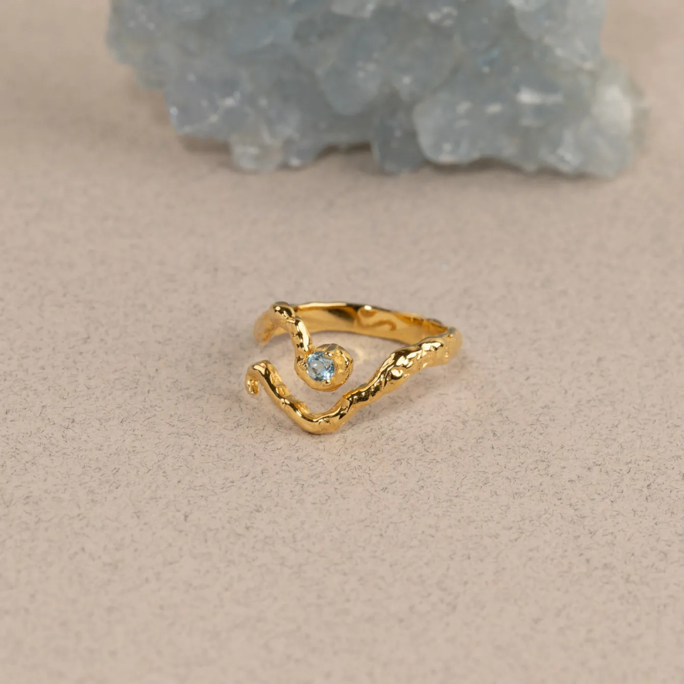 EMILIA BLUE TOPAZ GOLDEN RING