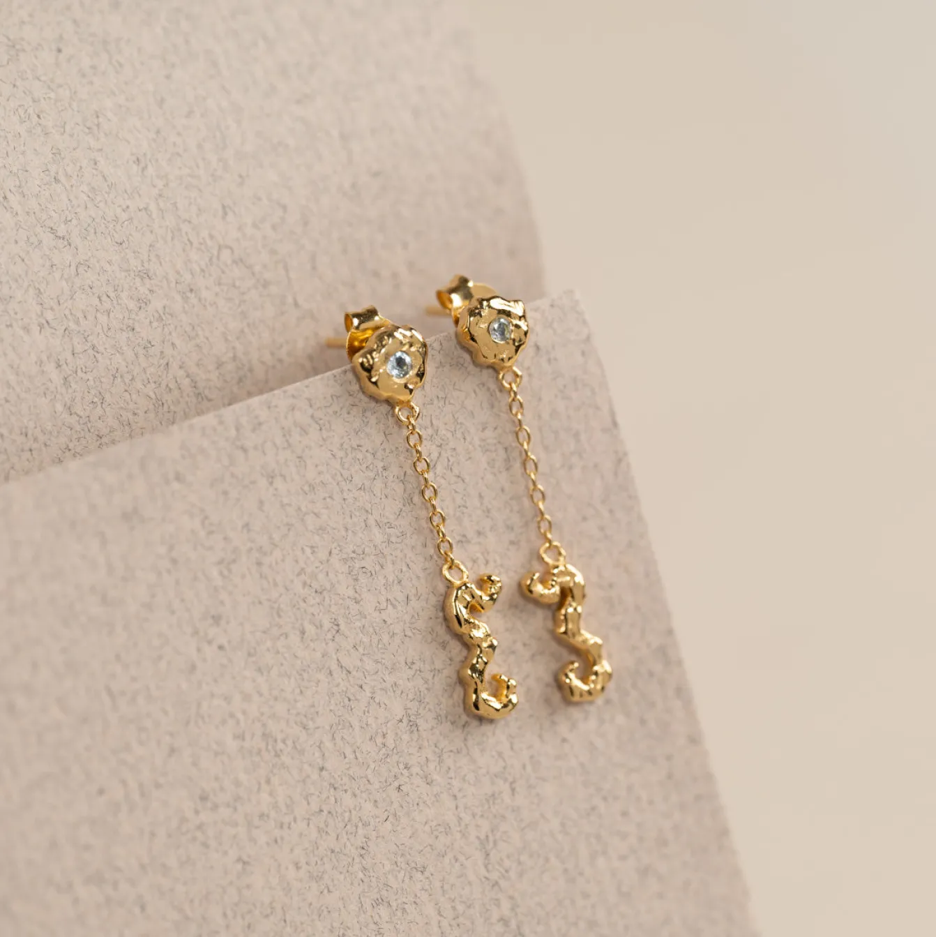 EMILIA BLUE TOPAZ GOLDEN EARRING
