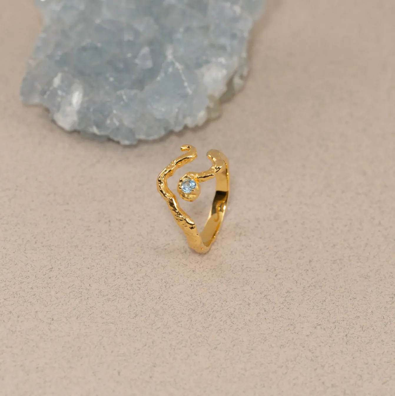 EMILIA BLUE TOPAZ GOLDEN RING