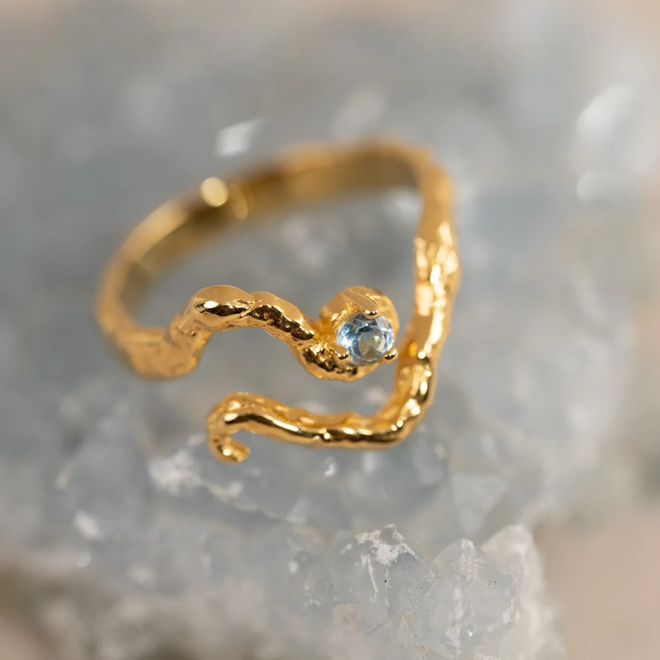 EMILIA BLUE TOPAZ GOLDEN RING